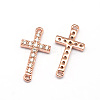 Latin Sideways Cross Brass Micro Pave Cubic Zirconia Links LS-ZIRC-E010-04RG-1