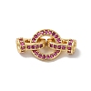 Rack Plating Brass Micro Pave Orchid Cubic Zirconia Fold Over Clasps KK-A222-04B-G-1