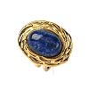 Oval Natural Lapis Lazuli Finger Rings RJEW-M063-01G-17-4