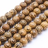 Natural Wenge Wood Beads Strands WOOD-P011-05-6mm-1