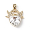 Real 18K Gold Plated Rack Plating Brass Micro Pave Cubic Zirconia Pendants KK-C015-03G-07-1