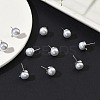 SHEGRACE Brass ABS Imitation Pearl Half Round Stud Earring Findings XGR0100P-119P-4