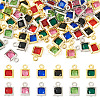 72Pcs 12 Styles Rack Plating Brass Glass Charms KK-TA0001-78-1
