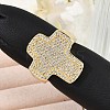 Brass Micro Pave Clear Cubic Zirconia Open Cuff Rings for Women RJEW-R011-03G-01-2