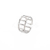 Non-Tarnish 304 Stainless Steel Rectangle Hollow Open Cuff Ring for Women RJEW-S405-161P-3
