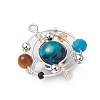4Pcs 4 Colors Natural Tiger Eye(Dyed/Undyed) Copper Wire Wrapped Planet Pendants PALLOY-TA00180-4
