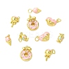 10Pcs 5 Styles Rack Plating Brass Enamel Charms KK-CJ0002-97-8