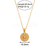304 Stainless Steel Pave Clear Cubic Zirconia Flat Round Pendant Necklaces FS-WG7E9F7-01-2
