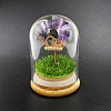 Natural Amethyst Chips Tree and Mini House in Dome Glass Bell Jars with Wood Base Display Decorations PW-WG927DE-01-1