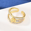 Brass Micro Pave Cubic Zirconia Cuff Rings for Women RJEW-C140-09G-3