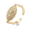 Clear Cubic Zirconia Oval Open Cuff Ring RJEW-G261-21G-3