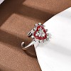 Brass Micro Pave Cubic Zirconia Cuff Open Rings for Women RJEW-B160-09P-2