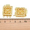 Rack Plating Brass Micro Pave Clear Cubic Zirconia Box Clasps KK-G494-05G-3