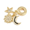 Brass Micro Pave Clear and Black Cubic Zirconia European Dangle Charms KK-N271-27G-2