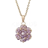 Natural Mixed Gemstone Cluster Flower Pendant 304 Stainless Steel Cable Chain Necklaces with Glass Seed Baeds NJEW-MZ00142-6