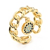 Cubic Zirconia Flat Round Open Cuff Ring KK-D080-11G-2