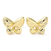 Butterfly with Star Rack Plating Brass Micro Pave Clear Cubic Zirconia Stud Earrings for Women EJEW-A045-06G-2