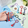4Pcs 4 Colors Mushroom Resin Pendant Keychains KEYC-NB0001-60-3