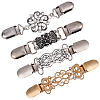 4Pcs 4 Styles Rectangle Zinc Alloy & Iron & Rhinestone Cardigan Clips AJEW-GF0010-43-1