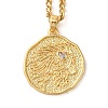 Brass Clear Cubic Zirconia Curb Chain Constellation Pendant Medal Necklaces for Women NJEW-U010-01G-04-1