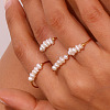 Nuggets Stainless Steel & Natural Freshwater Pearl Beads Finger Rings WG1BE4A-02-4