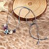 Summer Beach Porcelain Fish & Natural Cowrie Shell Pendant Cotton Cord Adjustable Necklaces FS-WG63638-02-2