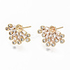 Brass Micro Pave Clear Cubic Zirconia Earring Findings KK-S356-129G-NF-1