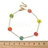 304 Stainless Steel & Synthetic Stone Daisy Flower Chain Anklets for Women AJEW-B031-01G-03-5