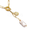 Natural Baroque Pearl Keshi Pearl Lariat Necklaces NJEW-JN03042-01-3