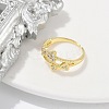 Rack Plating Bowknot Brass Micro Pave Clear Cubic Zirconia Cuff Rings for Women RJEW-M028-62G-4
