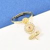 Brass Micro Pave Cubic Zirconia Pendant Finger Rings for Women LS-RJEW-A090-02G-3