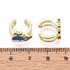 Whale Brass Enamel Cuff Earrings EJEW-T049-05G-4