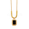 Rectangle 304 Stainless Steel Pave Glass Pendant Necklaces for Women FS-WGC7C9F-01-1