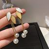Alloy Enamel & Plastic Pearl Stud Dangle Earrings WG48C65-01-1