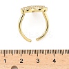 Heart Brass Micro Pave Cubic Zirconia Cuff Rings for Women RJEW-A069-12G-02-5