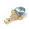 Real 18K Gold Plated Rack Plating Brass Micro Pave Clear Cubic Zirconia Pendants KK-C015-30G-07-2