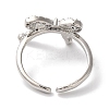 Bowknot Brass Micro Pave Clear Cubic Zirconia Open Cuff Rings for Women RJEW-C098-06P-3