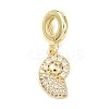 Brass Micro Pave Clear Cubic Zirconia Sea Animal European Dangle Charms KK-B159-04G-03-1