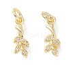 Rack Plating Brass Pave Cubic Zirconia Leaf Shape Ice Pick Pinch Bails X-KK-G464-07LG-2