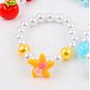 Cute Plastic Charm Stretch Bracelet with Imitation Pearl Beaded for Women BJEW-TAC0009-01B-1