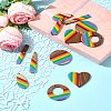 12Pcs 6 Styles Pride Rainbow Theme Resin & Walnut Wood Pendants WOOD-FS0001-32-10