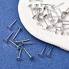 Tarnish Resistant 304 Stainless Steel Flat Round Blank Peg Stud Earring Findings X-STAS-S028-24-4