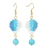304 Stainless Steel with Glass Cylinder Seed Beads Hot Air Balloon Dangle Earrings EJEW-MZ00820-01-2