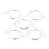 5Pcs 5 Styles Natural Rose Quartz Braided Bead Bracelets BJEW-JB11681-03-4