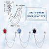 4Pcs 4 Colors Glass Oval Hanging Chain Brooches JEWB-GF0001-37-2