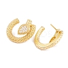 Rack Plating Brass Cubic Zirconia Stud Earrings EJEW-S219-07G-2