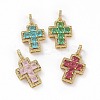 Brass Micro Pave Clear Cubic Zirconia Pendants ZIRC-F135-24G-B-1
