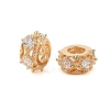 Hollowed Brass Micro Pave Clear Cubic Zirconia European Beads KK-B100-024G-2