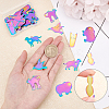 48Pcs 6 Styles PVD Vacuum Plating 201 Stainless Steel Pendants STAS-UN0021-70M-2