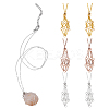 6Pcs 3 Colors Brass Chains Macrame Pouch Necklaces NJEW-AR00001-1